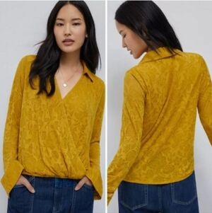 Anthropology Boho Mustard Gold Blouse NWT Never Worn